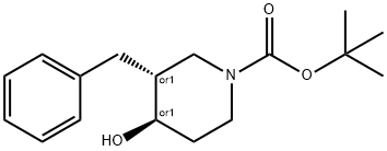 Trans-Tert-Butyl 3-Benzyl-4-Hydroxypiperidine-1-Carboxylate Struktur