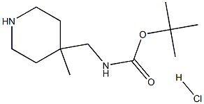 4-(Boc-アミノメチル)-4-メチルピペリジン塩酸塩 化学構造式