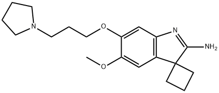 5-メトキシ-6-(3-ピロリジノプロポキシ)スピロ[3H-インドール-3,1′-シクロブタン]-2-アミン 化学構造式