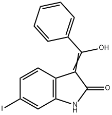 (E)-3-(hydroxy(phenyl)methylene)-6-iodoindolin-2-one Struktur