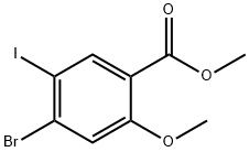 4-Bromo-5-iodo-2-methoxy-benzoic acid methyl ester 化学構造式