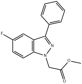 Methyl 2-(5-fluoro-3-phenyl-1H-indazol-1-yl)acetate 结构式