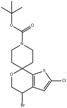 tert-butyl4'-bromo-2'-chloro-4',5'-dihydrospiro[piperidine-4,7'-thieno[2,3-c]pyran]-1-carboxylate Struktur
