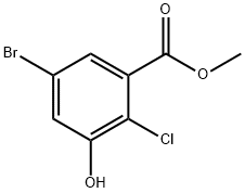 5-溴-2-氯-3-羟基苯甲酸甲酯, 1627564-31-1, 结构式