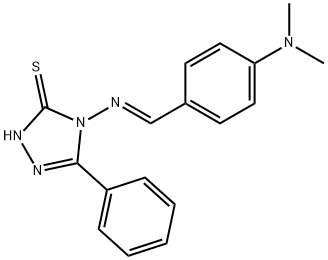 4-({(E)-[4-(dimethylamino)phenyl]methylidene}amino)-5-phenyl-4H-1,2,4-triazole-3-thiol Struktur