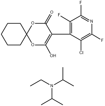 N-Ethyl-N-isopropylpropan-2-aminium 3-(3-Chloro-2,5,6-trifluoropyridin-4-yl)-4-oxo-1,5-dioxaspiro[5.5]-undec-2-en-2-olate >=95% 结构式