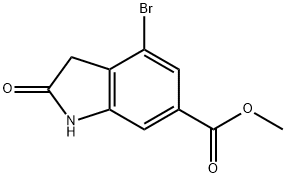 4-ブロモ-2-オキソ-1,3-ジヒドロインドール-6-カルボン酸メチル 化学構造式