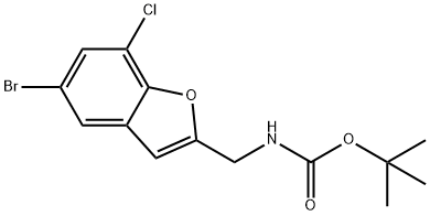 (5-Bromo-7-chloro-benzofuran-2-ylmethyl)-carbamic acid tert-butyl ester Structure
