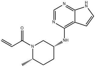 1-((2S,5R)-5-((7H-pyrrolo[2,3-d]pyrimidin-4-yl)amino)-2-methylpiperidin-1-yl)prop-2-en-1-one Struktur