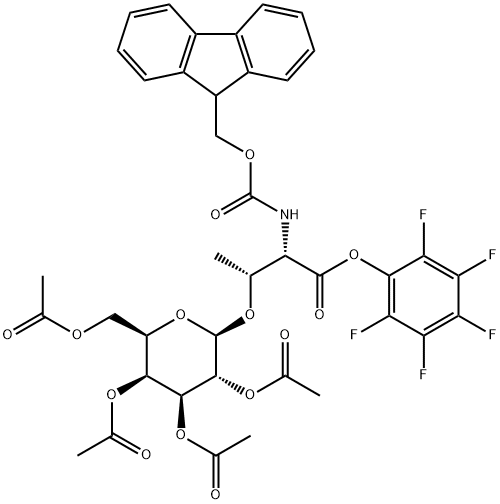 N-[芴甲氧羰基]-O-(2,3,4,6-四-O-乙酰基-BETA-D-吡喃半乳糖基)-L-苏氨酸五氟苯基酯, 182369-92-2, 结构式