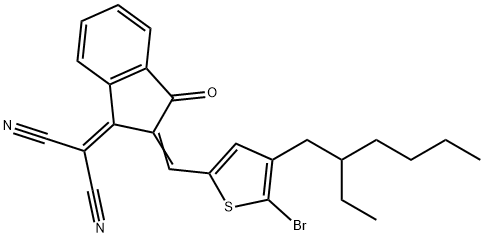 2-(2-((5-bromo-4-(2-ethylhexyl)thiophen-2-yl)methylene)-3-oxo-2,3-dihydro-1H-inden-1-ylidene)malononitrile Structure