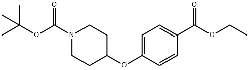 4-(4-(乙氧基羰基)苯氧基)哌啶-1-羧酸叔丁酯 结构式