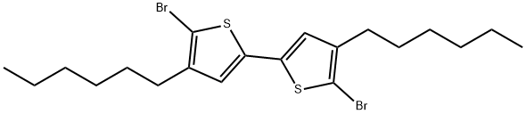 5,5'-ジブロモ-4,4'-ジヘキシル-2,2'-ビチオフェン 化学構造式