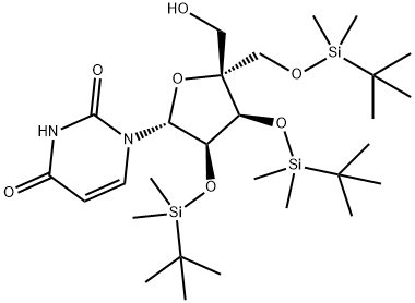 2',3',5'-Tri-O-(t-butyldimethylsilyl)-4'-C-hydroxymethyl uridine Struktur