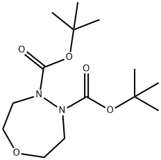 4,5-bis-tert-butyloxycarbonyl[1,4,5]oxadiazepane Struktur