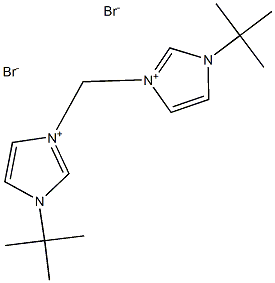 3,3'-メチレンビス(1-tert-ブチル-3-イミダゾリウムブロミド) 化学構造式