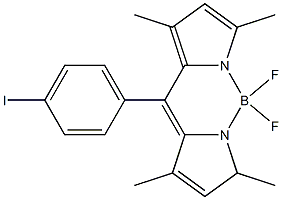 [1-[(3,5-ジメチル-1H-ピロール-2-イル)(3,5-ジメチル-2H-ピロール-2-イリデン)メチル]-4-ヨードベンゼン](ジフルオロボラン) 化学構造式