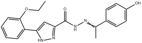 (E)-5-(2-ethoxyphenyl)-N'-(1-(4-hydroxyphenyl)ethylidene)-1H-pyrazole-3-carbohydrazide Structure