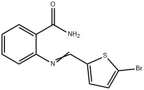 2-(((5-溴噻吩-2-基)亚甲基)氨基)苯甲酰胺, 304456-62-0, 结构式