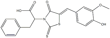 2-[(5Z)-5-(4-hydroxy-3-methoxybenzylidene)-4-oxo-2-thioxo-1,3-thiazolidin-3-yl]-3-phenylpropanoic acid,306324-16-3,结构式