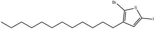 2-ブロモ-3-ドデシル-5-ヨードチオフェン 化学構造式