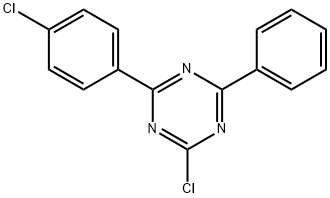 2-chloro-4-(4-chlorophenyl)-6-phenyl-1,3,5-triazine Struktur