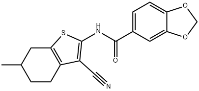N-(3-cyano-6-methyl-4,5,6,7-tetrahydro-1-benzothiophen-2-yl)-1,3-benzodioxole-5-carboxamide Structure