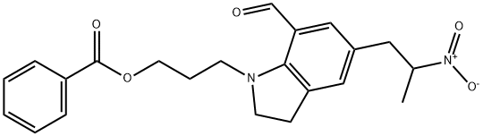 1-[3-(苯甲酰氧基)丙基]-2,3-二氢-5-(2-硝基丙基)-1H-吲哚-7-甲醛, 350797-55-6, 结构式