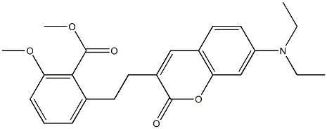 2-[2-(7-Diethylamino-2-oxo-2H-chromen-3-yl)-ethyl]-6-methoxy-benzoic acid methyl ester 结构式