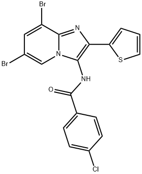 4-Chloro-N-[6,8-dibromo-2-(2-thienyl)imidazo[1,2-a]pyridine-3-yl]benzamide Structure