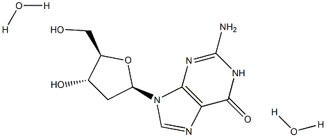 2-Amino-9-((2R,4S,5R)-4-hydroxy-5-(hydroxymethyl)tetrahydrofuran-2-yl)-1H-purin-6(9H)-one dihydrate Struktur
