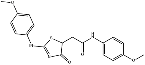 N-(4-methoxyphenyl)-2-{(2E)-2-[(4-methoxyphenyl)imino]-4-oxo-1,3-thiazolidin-5-yl}acetamide Struktur