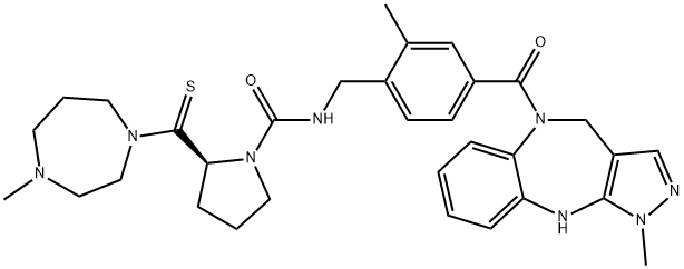 (S)-2-(4-methyl-1,4-diazepane-1-carbonothioyl)-N-(2-methyl-4-(1-methyl-1,4,5,10-tetrahydrobenzo[b]pyrazolo[3,4-e][1,4]diazepine-5-carbonyl)benzyl)pyrrolidine-1-carboxamide Structure