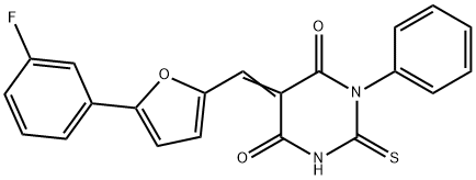 (5E)-5-{[5-(3-fluorophenyl)furan-2-yl]methylidene}-1-phenyl-2-thioxodihydropyrimidine-4,6(1H,5H)-dione|