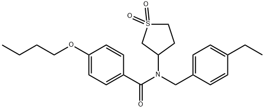 4-butoxy-N-(1,1-dioxidotetrahydro-3-thienyl)-N-(4-ethylbenzyl)benzamide Struktur