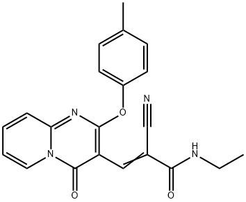(2E)-2-cyano-N-ethyl-3-[2-(4-methylphenoxy)-4-oxo-4H-pyrido[1,2-a]pyrimidin-3-yl]prop-2-enamide Structure