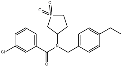 3-chloro-N-(1,1-dioxidotetrahydrothiophen-3-yl)-N-(4-ethylbenzyl)benzamide,620556-89-0,结构式