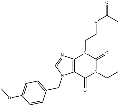 2-(1-ethyl-7-(4-methoxybenzyl)-2,6-dioxo-1H-purin-3(2H,6H,7H)-yl)ethyl acetate(WXG01102) Struktur