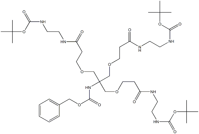 9,13-Dioxa-2,5,17,20-tetraazaheneicosanedioic acid, 11-(12,12-dimethyl-5,10-dioxo-2,11-dioxa-6,9-diazatridec-1-yl)-6,16-dioxo-11-[[(phenylmethoxy)carbonyl]amino]-, 1,21-bis(1,1-dimethylethyl) ester,651354-67-5,结构式