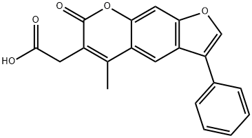 (5-Methyl-7-oxo-3-phenyl-7H-furo[3,2-g]chromen-6-yl)-acetic acid 化学構造式