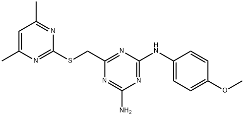 6-{[(4,6-dimethylpyrimidin-2-yl)sulfanyl]methyl}-N-(4-methoxyphenyl)-1,3,5-triazine-2,4-diamine Structure