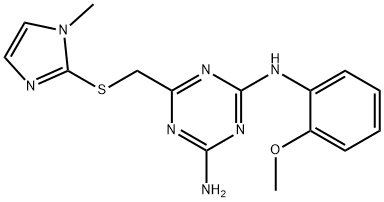N-(2-methoxyphenyl)-6-{[(1-methyl-1H-imidazol-2-yl)sulfanyl]methyl}-1,3,5-triazine-2,4-diamine Structure