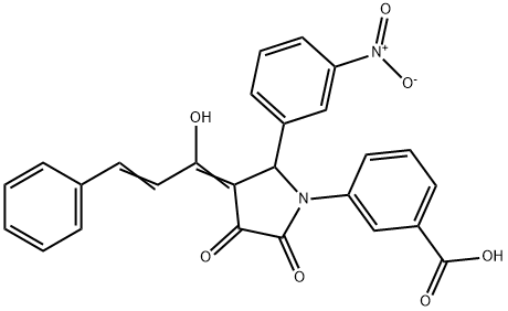 3-((E)-3-((E)-1-hydroxy-3-phenylallylidene)-2-(3-nitrophenyl)-4,5-dioxopyrrolidin-1-yl)benzoic acid Struktur