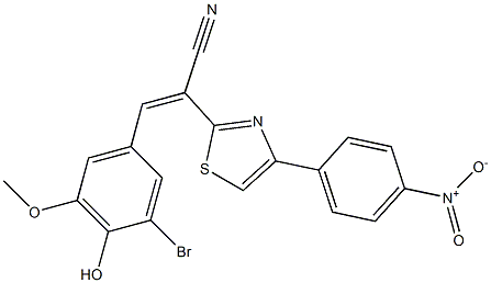 (Z)-3-(3-bromo-4-hydroxy-5-methoxyphenyl)-2-(4-(4-nitrophenyl)thiazol-2-yl)acrylonitrile Struktur