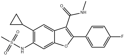 5-环丙基-2-(4-氟苯基)-N-甲基-6-(甲基磺酰氨基)苯并呋喃-3-甲酰胺,691856-35-6,结构式