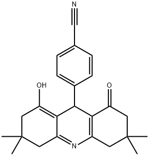 4-(8-hydroxy-3,3,6,6-tetramethyl-1-oxo-1,2,3,4,5,6,7,9-octahydroacridin-9-yl)benzonitrile Struktur