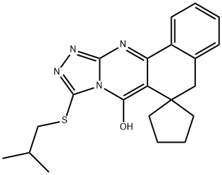 9-(isobutylthio)-5H-spiro[benzo[h][1,2,4]triazolo[3,4-b]quinazoline-6,1'-cyclopentan]-7-ol Structure