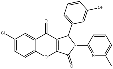 7-chloro-1-(3-hydroxyphenyl)-2-(6-methyl-2-pyridinyl)-1,2-dihydrochromeno[2,3-c]pyrrole-3,9-dione Structure