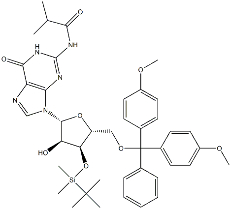 N2-isobutyryl-5'-O-(4,4'-dimethoxytrityl)-3'-O-tert-butyldimethylsilyl guanosine Structure