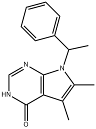 3,7-dihydro-5,6-dimethyl-7-(1-phenylethyl)-4H-Pyrrolo[2,3-d]pyrimidin-4-one,82703-45-5,结构式